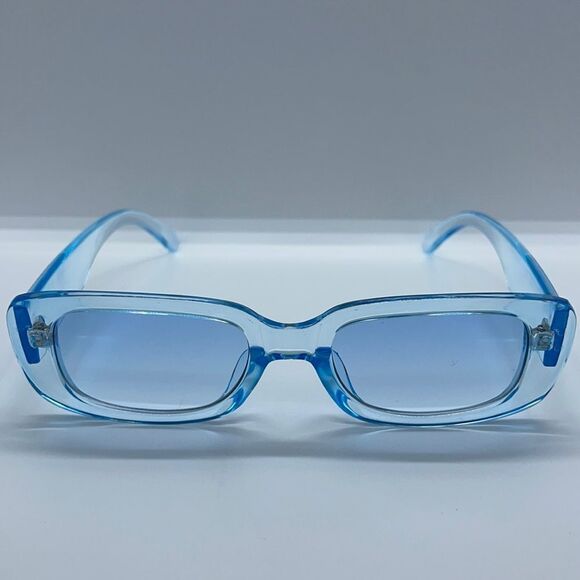 NWT Clear Blue Vintage Rectangle Sunglasses 90s - Picture 5 of 9